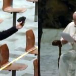 A man interrupts the pope and tells him that he is not a king and that God rejects him